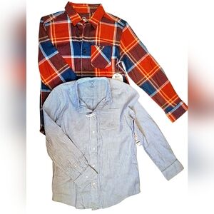 Boys Lot Of 2 Wonder Nation Long Sleeve Button-up Shirts NWT Size 10/12